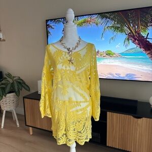 Yellow Lace Beach Cover-Up